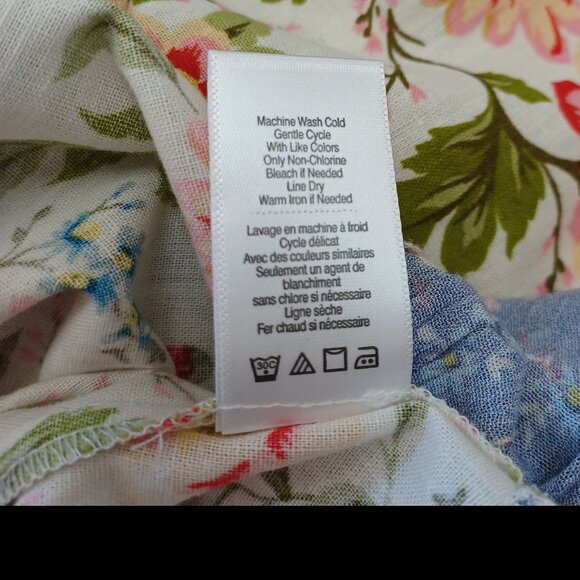 Coldwater Creek Tunic Multi Floral Mixed Media Linen Popover Top Womens PXL - Picture 8 of 10